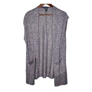 Roots space dye stretchy sleeveless duster cardigan lighweight pockets XS/ small
